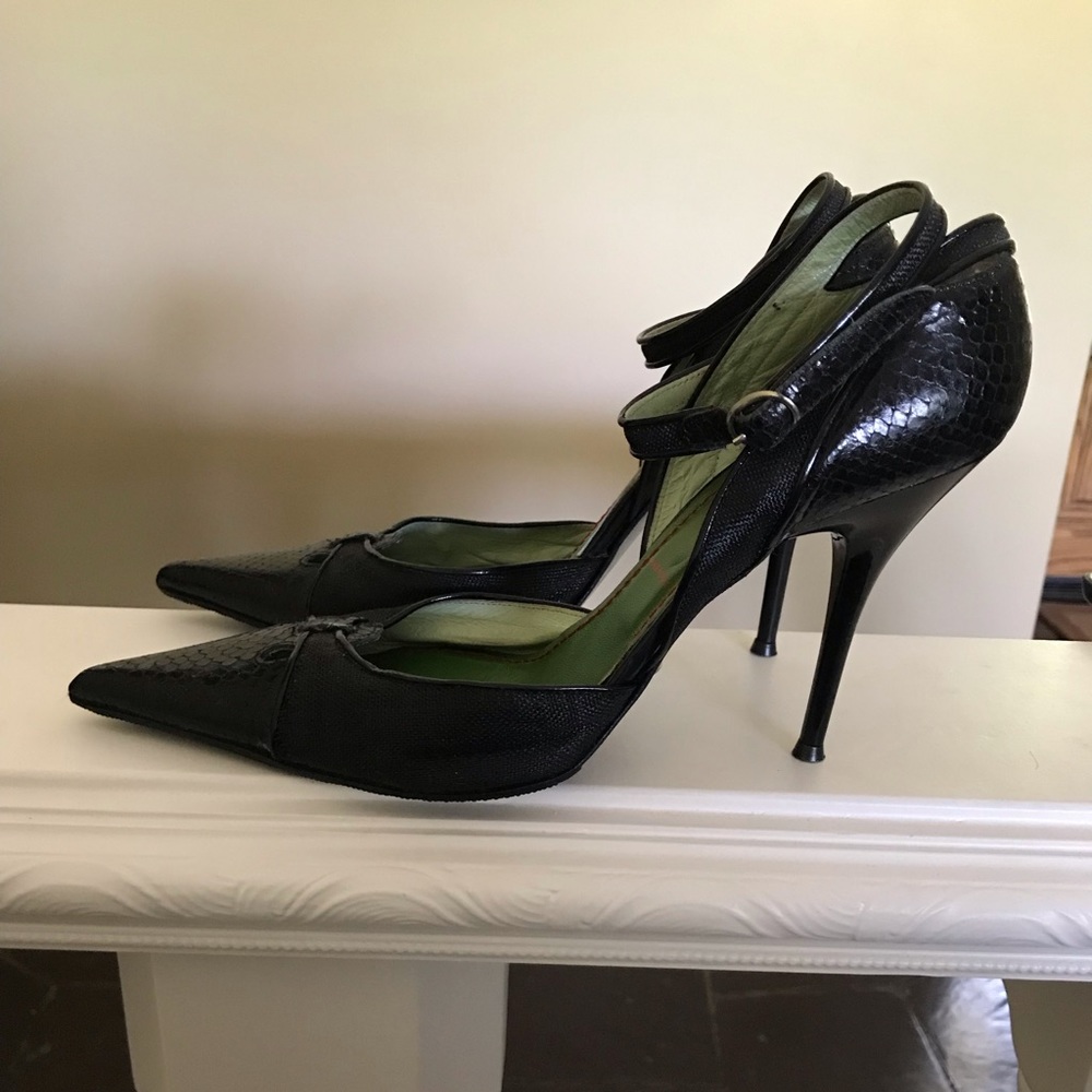 Sexy leather/canvas black high heels Miss Sixty
